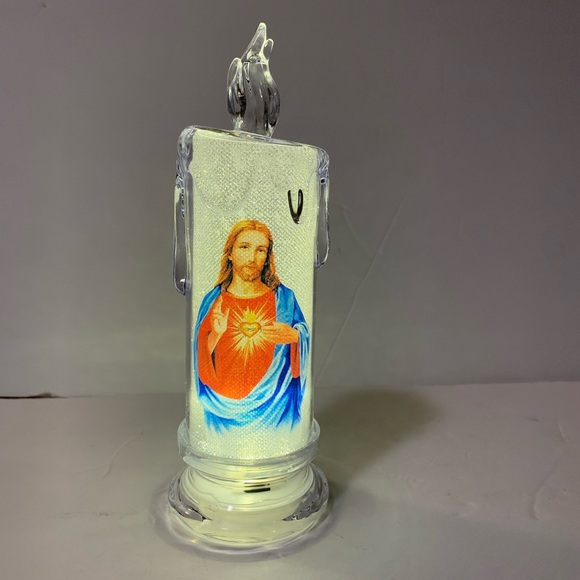 LED 7” Candle Flameles Devotional Religious Jesus Christ New with Box - Picture 2 of 6